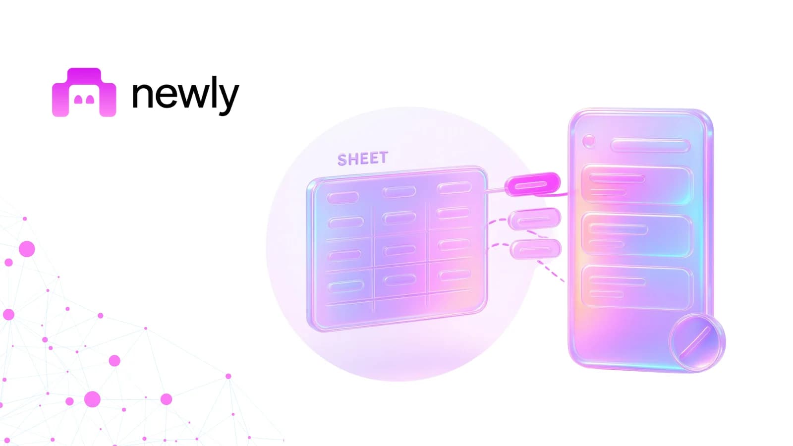 A spreadsheet on the left becoming a phone app on the right, drawn once as a web view and once as a native app