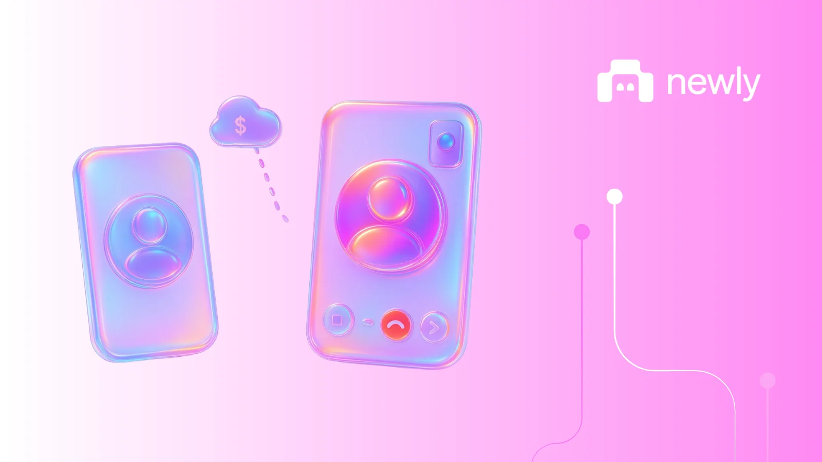 Two phones with a video provider's media server between them, and the half of a video chat app that one prompt actually built