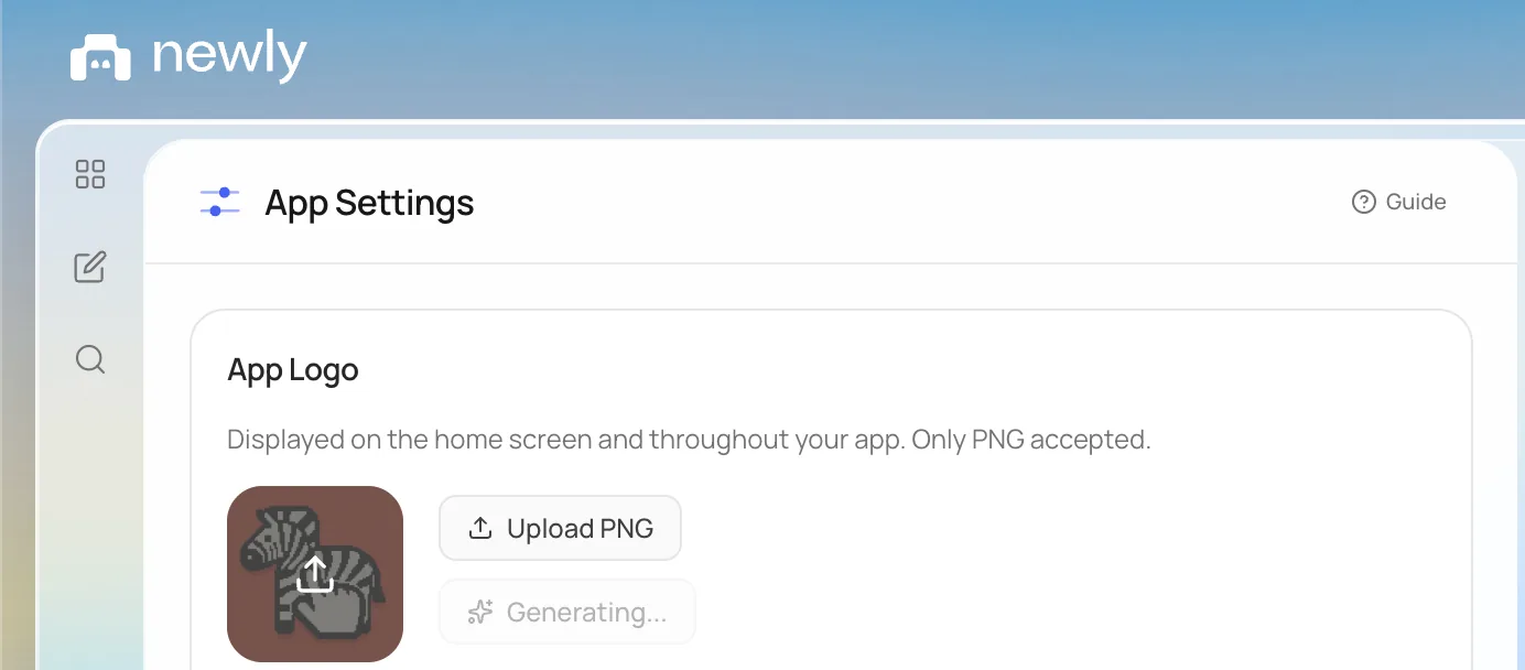 The generated app icon in Newly, ready to download